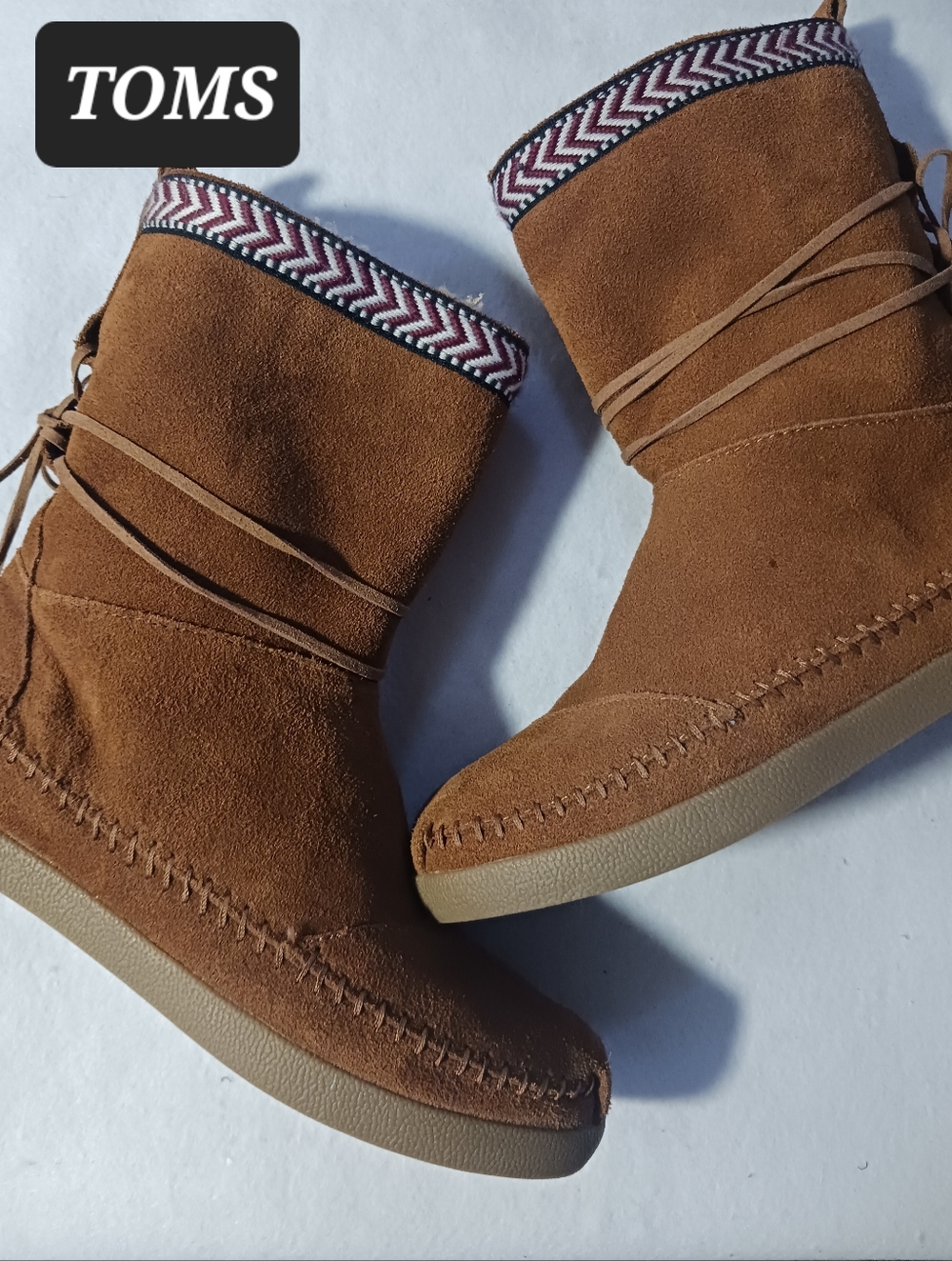 TOMS Leather Suede Moccasin Boots Womens Size 7